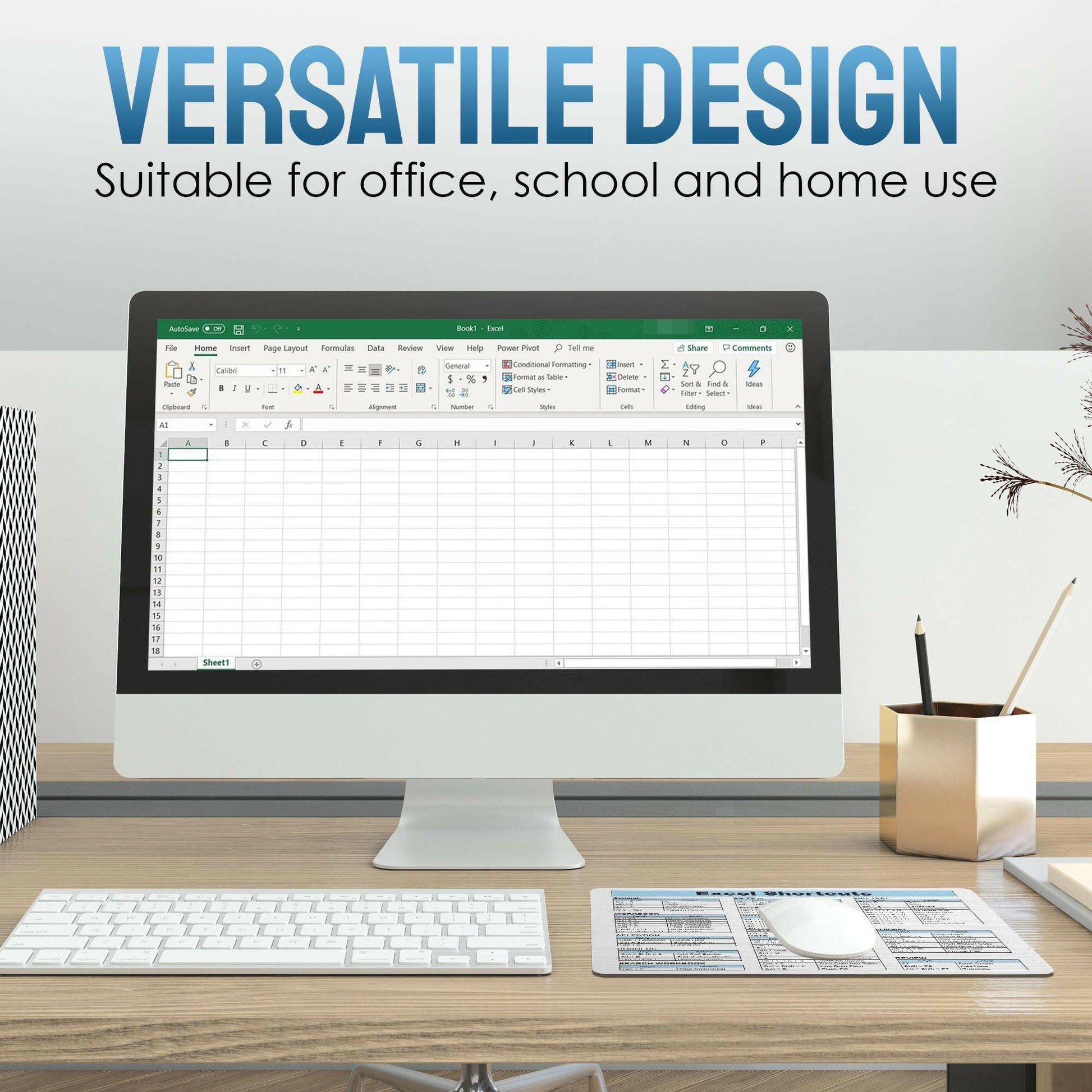 Excel Shortcuts Mouse Pad - 7.75 x 9.25 x 0.2 inches - 66 Commands - The Ultimate Productivity Tool - Easy Reference Guide for Efficient Excel Navigation (Light Blue) - Monilee and Bella 