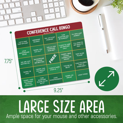 Conference Call Bingo Mouse Pad - Red Header/Green Body.