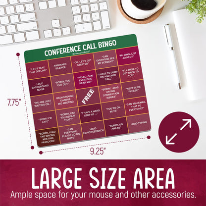 Conference Call Bingo Mouse Pad - Green Header/Red Body.