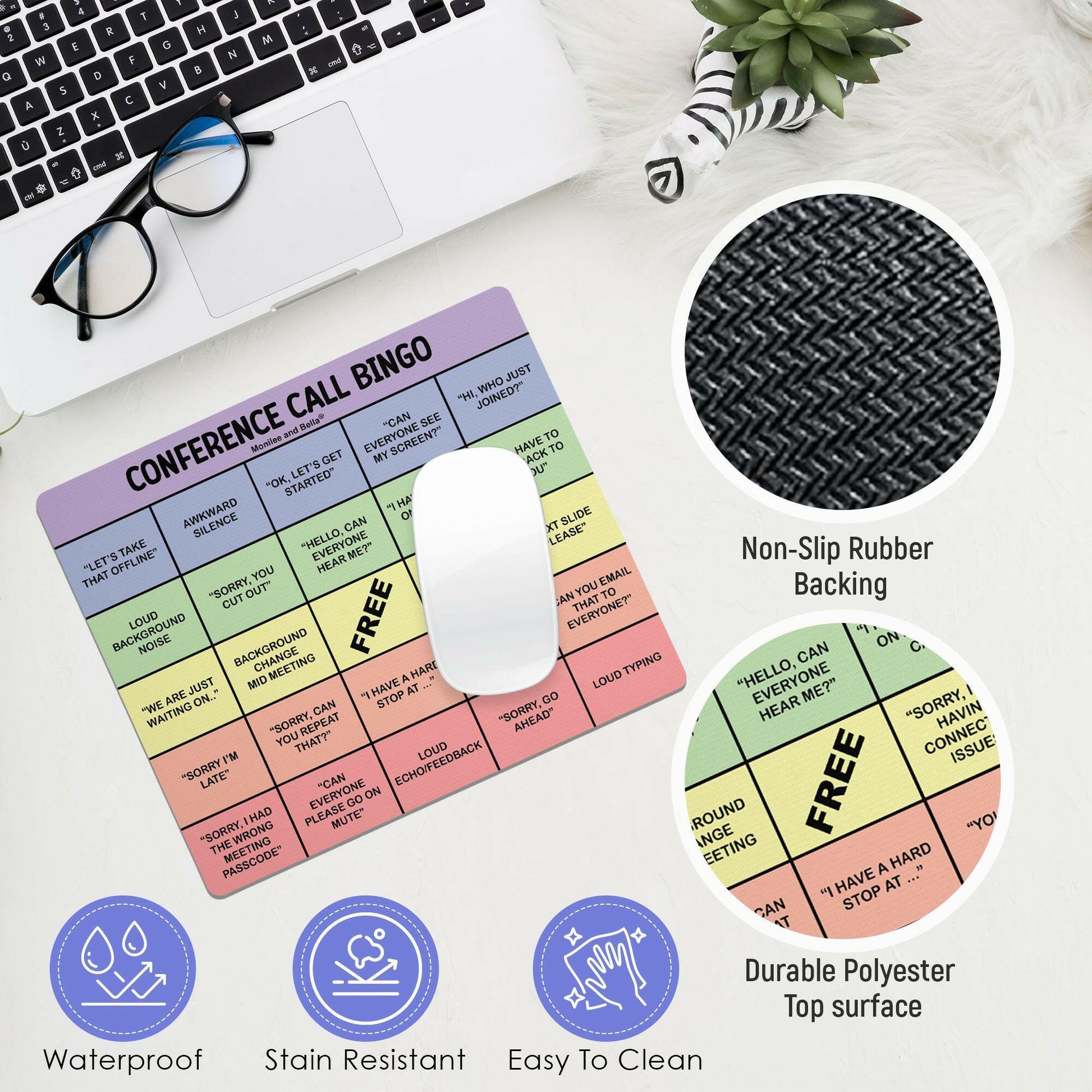 Conference Call Bingo Mouse Pad - Rainbow.