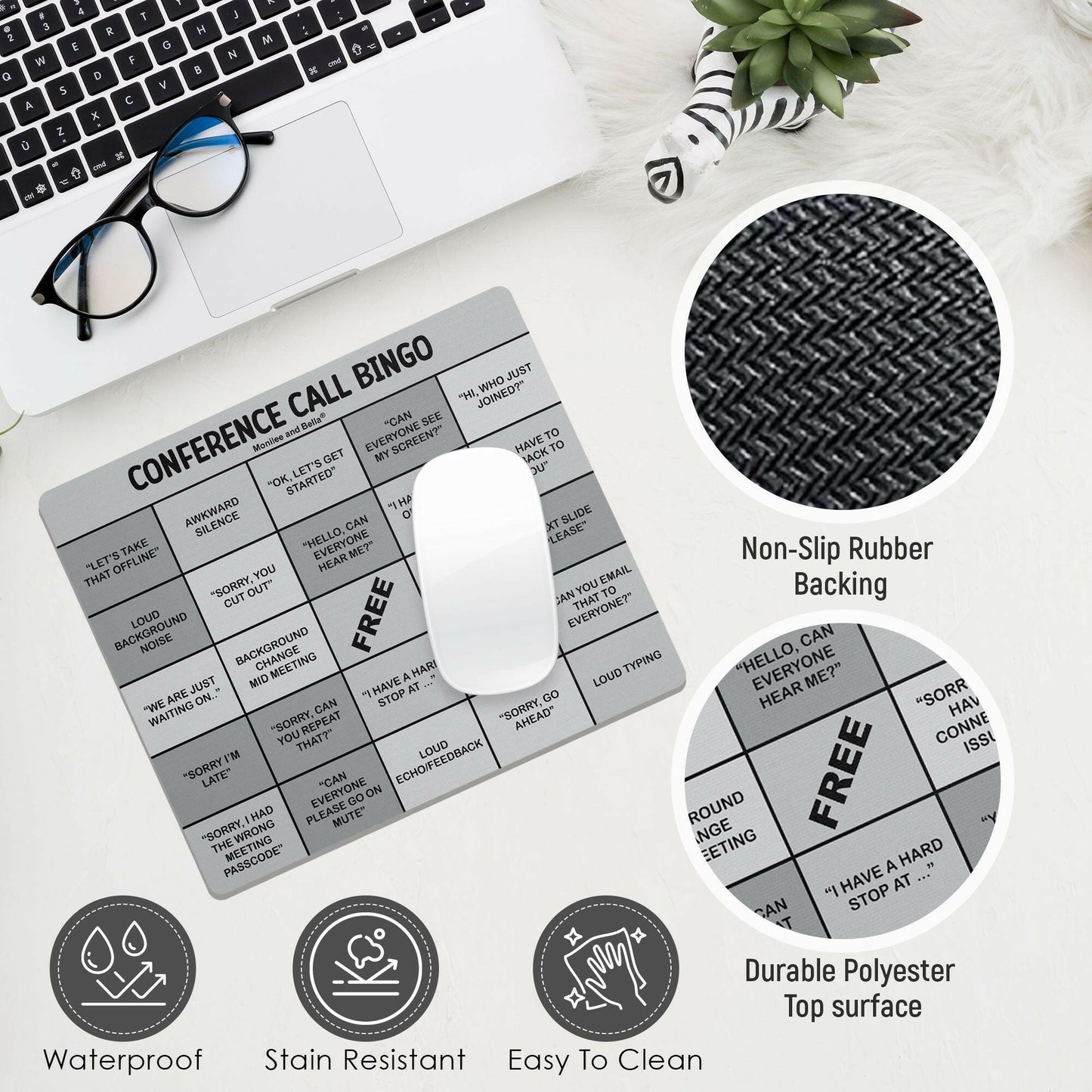 Conference Call Bingo Mouse Pad - Grey.