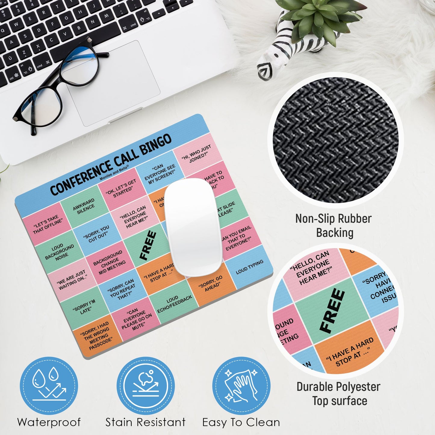 Conference Call Bingo Mouse Pad - Light Blue/Multi-Color.