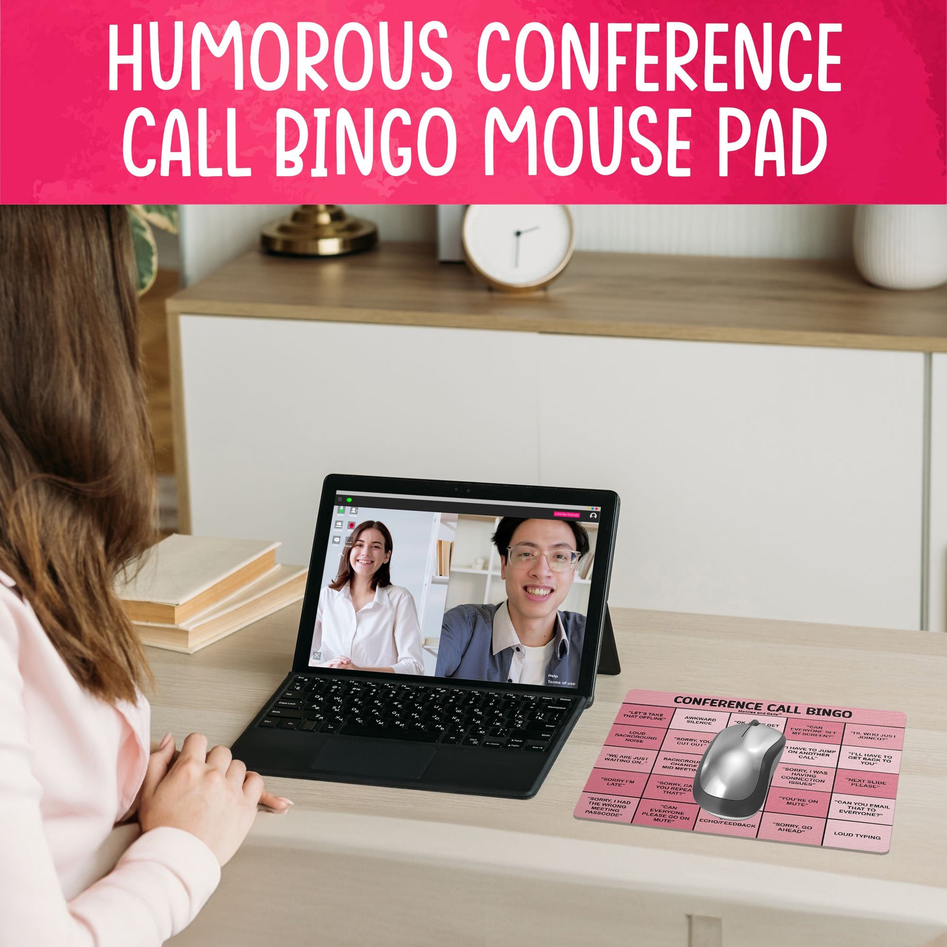 Conference Call Bingo Mouse Pad - Pink.