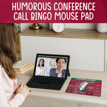 Conference Call Bingo Mouse Pad - Green Header/Red Body.