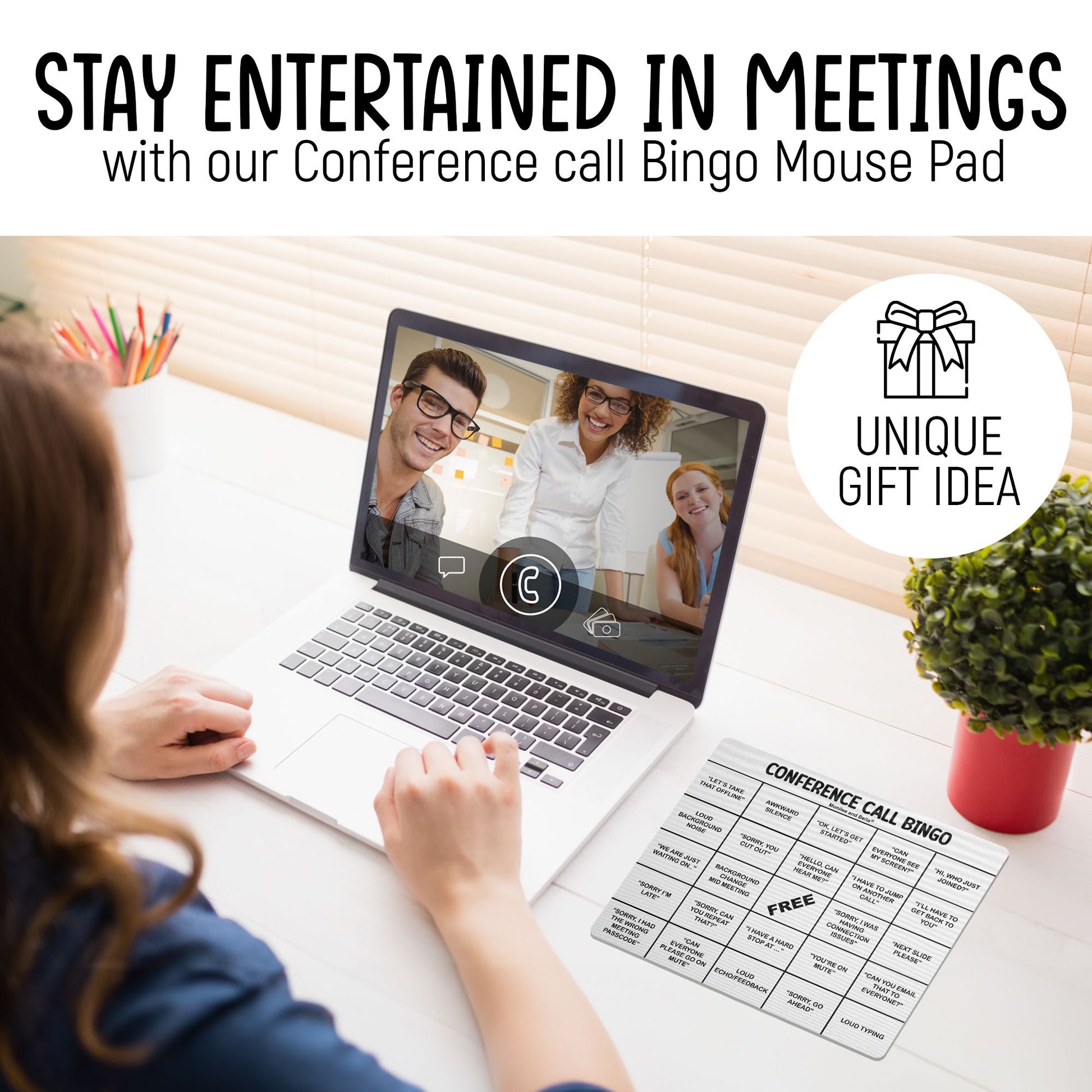 Conference Call Bingo Mouse Pad - White.