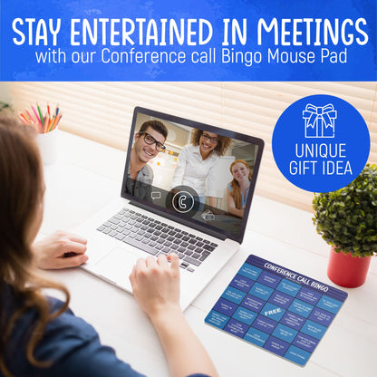 Conference Call Bingo Mouse Pad - Blue/Dark.