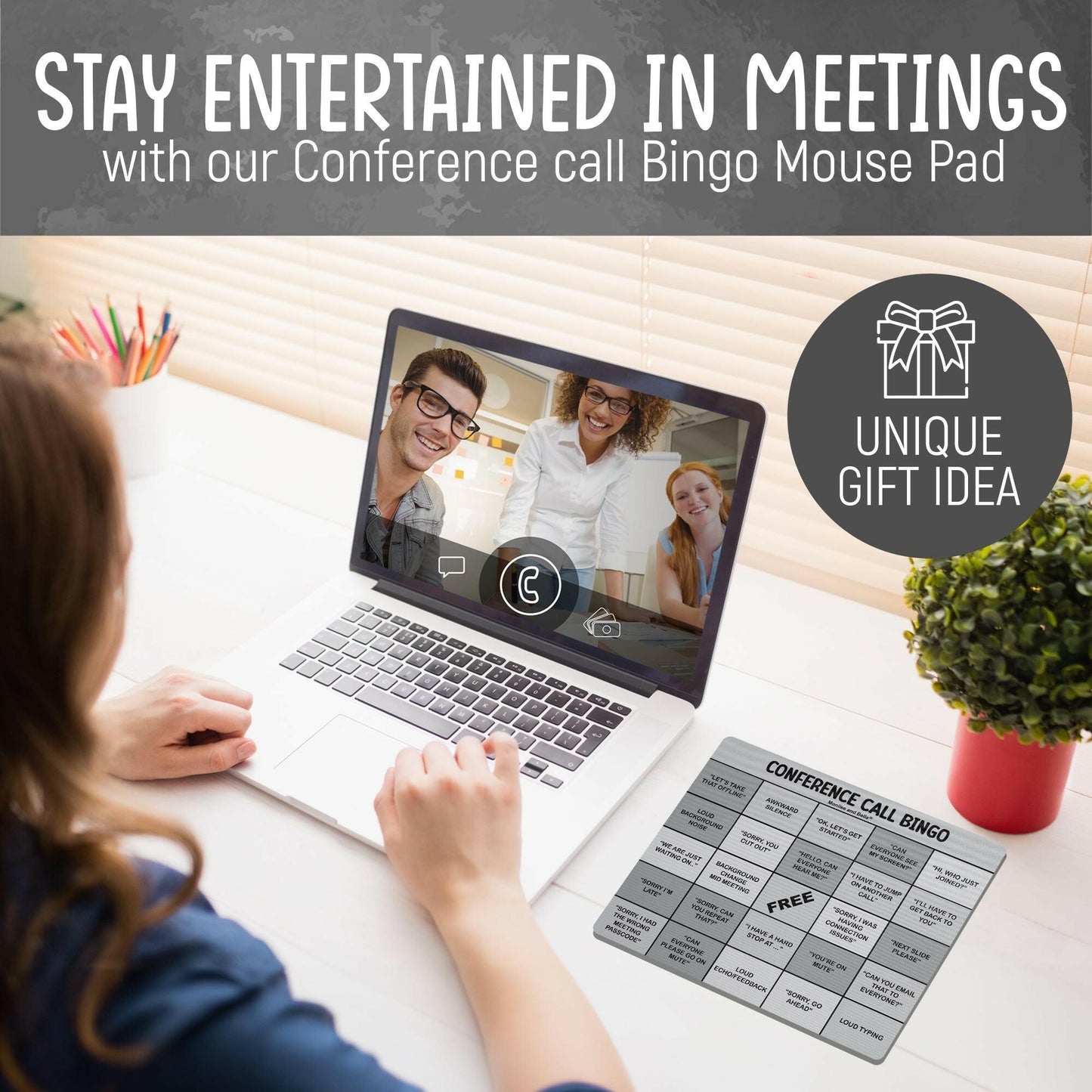 Conference Call Bingo Mouse Pad - Grey.