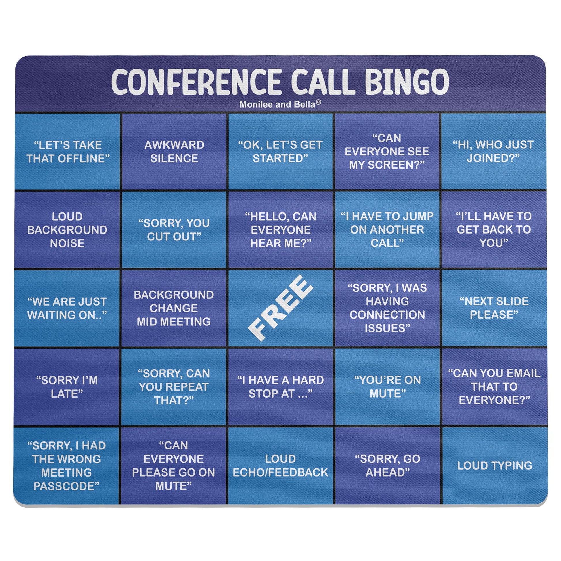 Conference Call Bingo Mouse Pad - Blue/Dark.