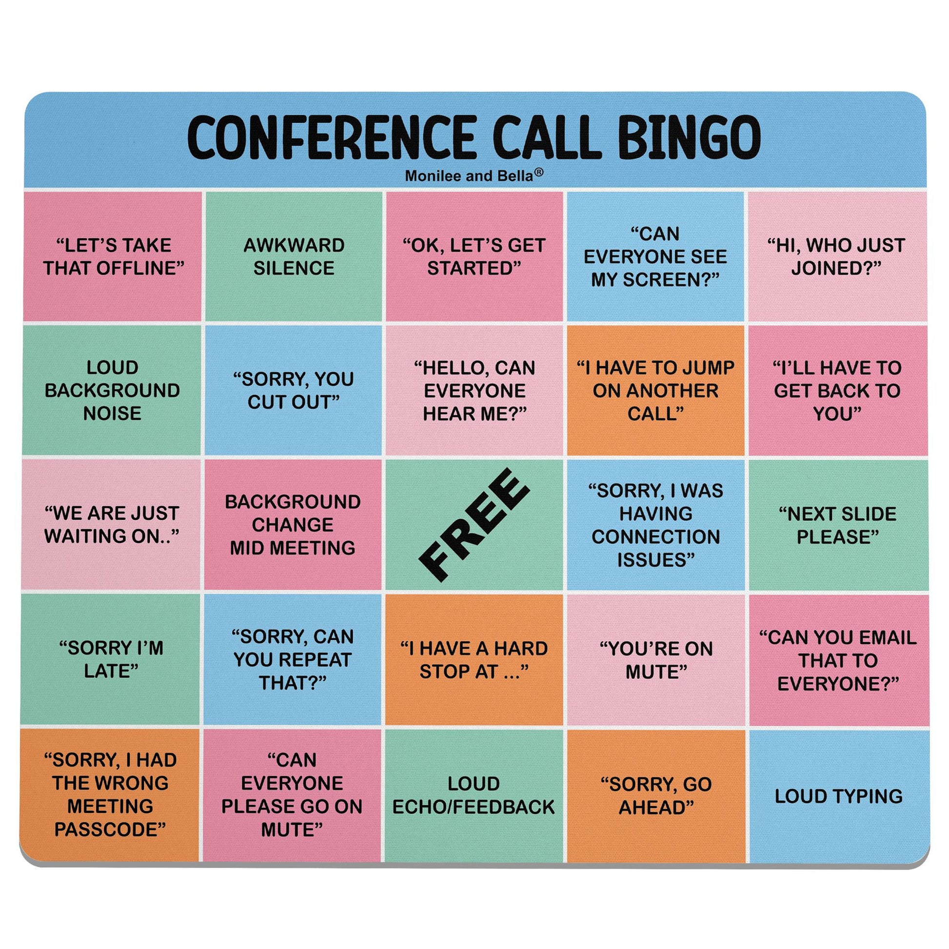 Conference Call Bingo Mouse Pad - Light Blue/Multi-Color.