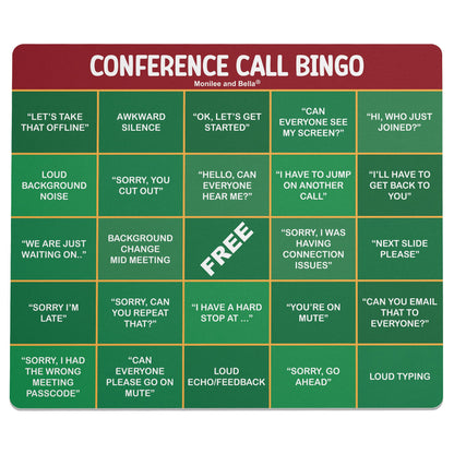 Conference Call Bingo Mouse Pad - Red Header/Green Body.