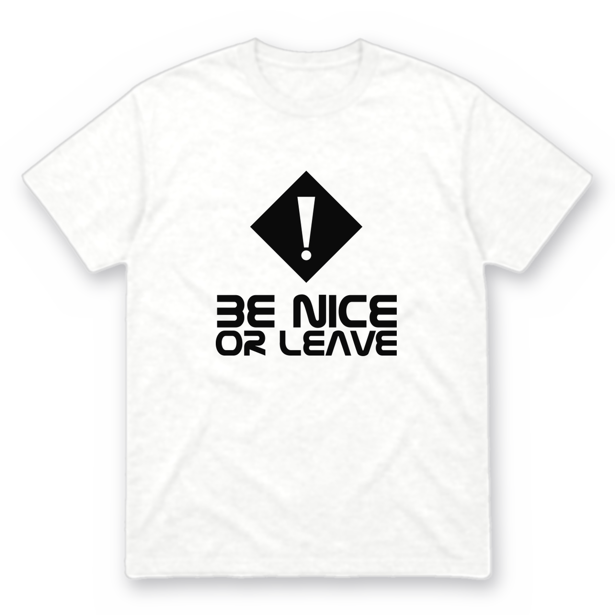 Be Nice or Leave graphic tee in white with black print, front view