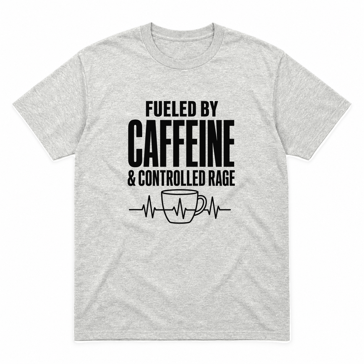 Nurse Caffeine graphic tee in ash with black print, front view
