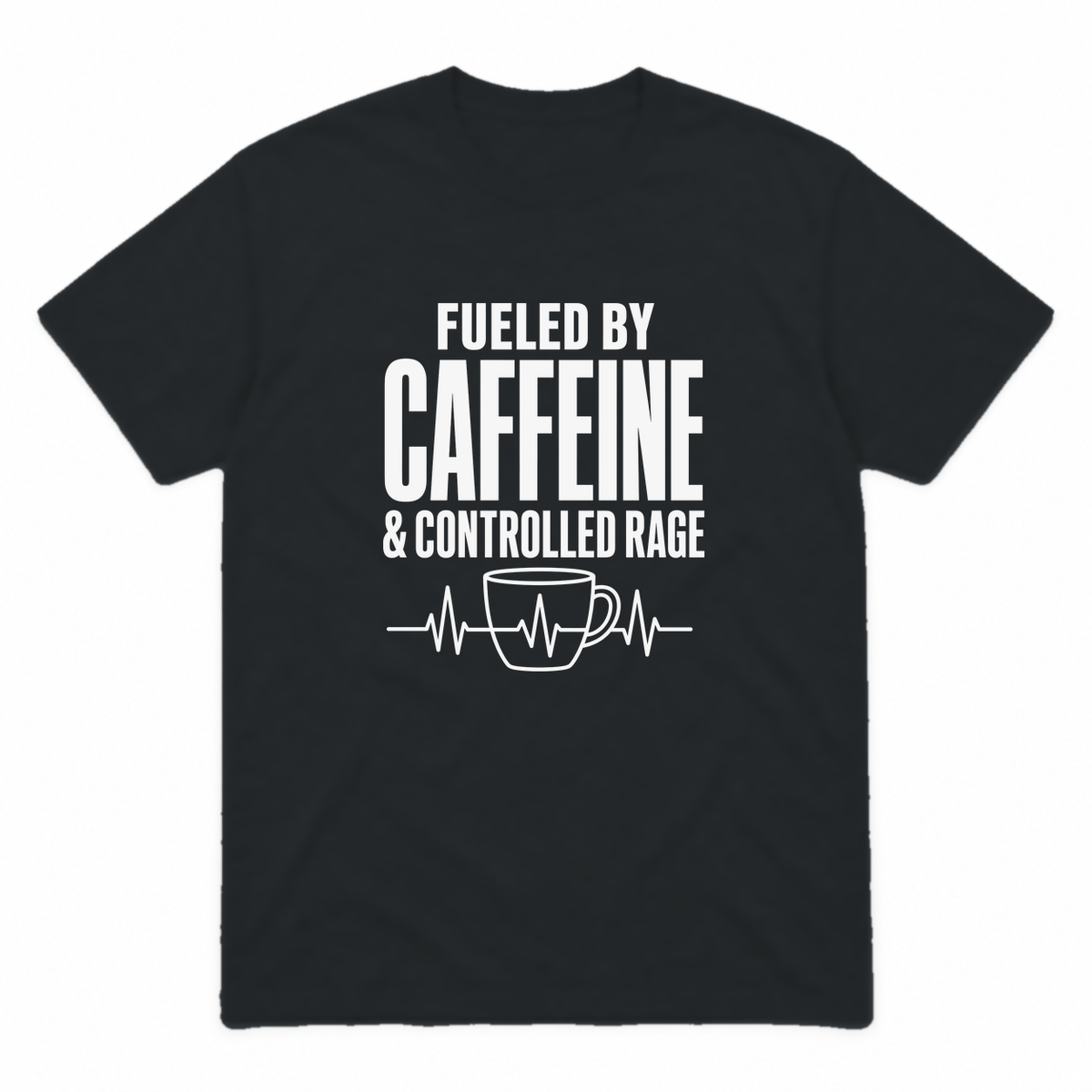 Nurse Caffeine graphic tee in black with white print, front view