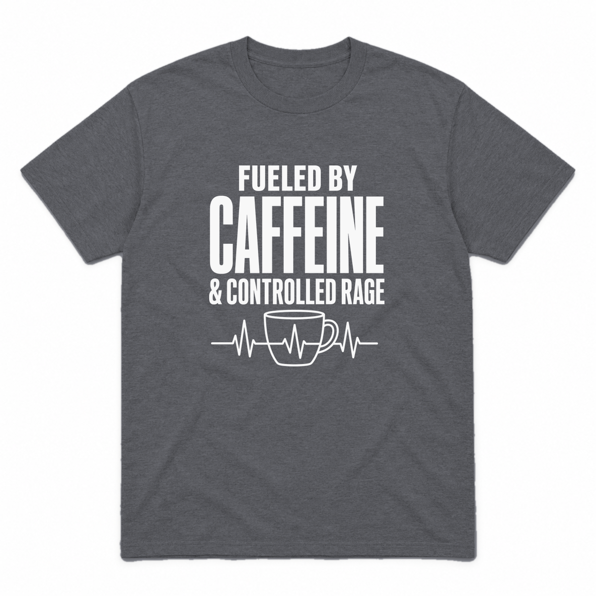 Nurse Caffeine graphic tee in charcoal with white print, front view