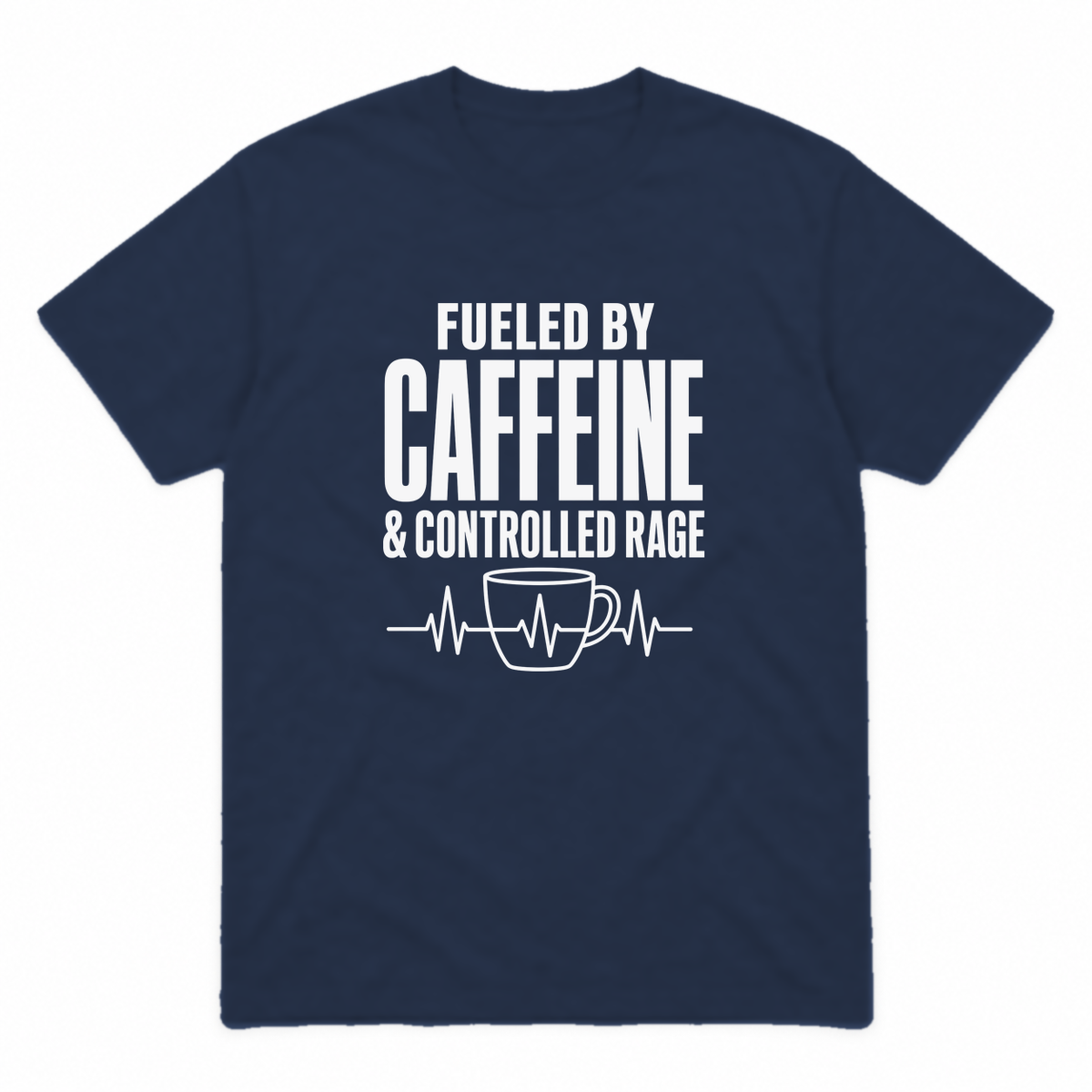 Nurse Caffeine graphic tee in navy with white print, front view