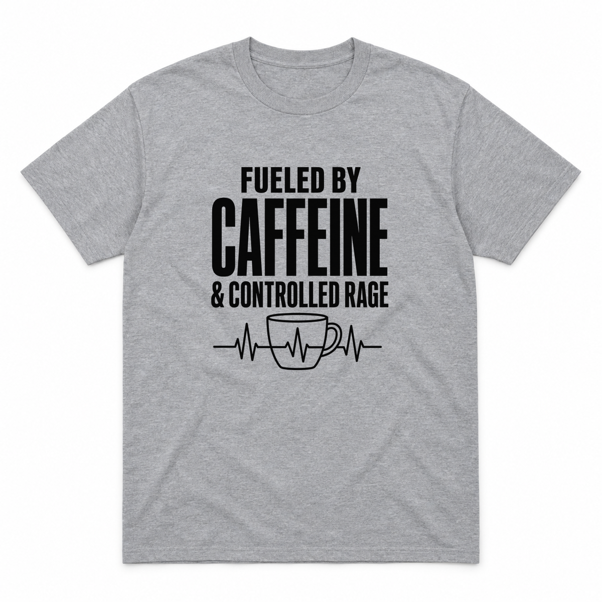 Nurse Caffeine graphic tee in sport grey with black print, front view