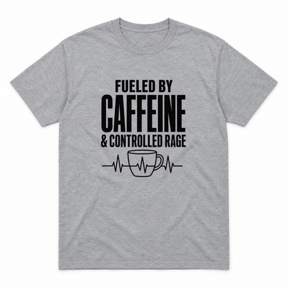 Nurse Caffeine graphic tee in sport grey with black print, front view