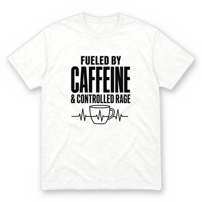 Nurse Caffeine graphic tee in white with black print, front view