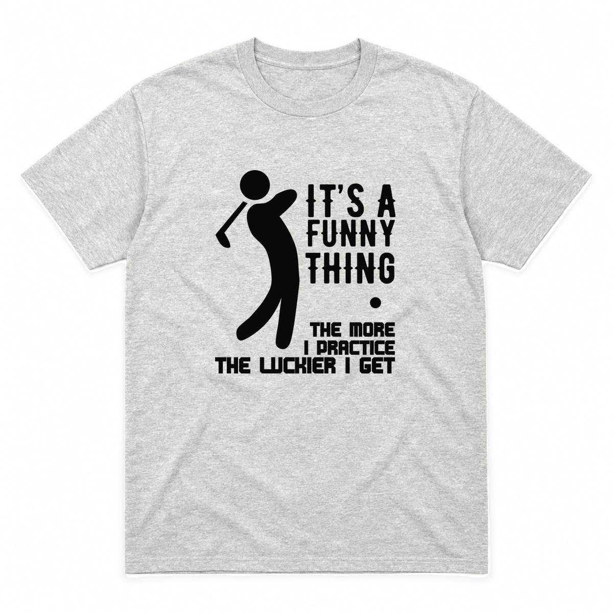The More I Practice graphic tee in ash with black print, front view