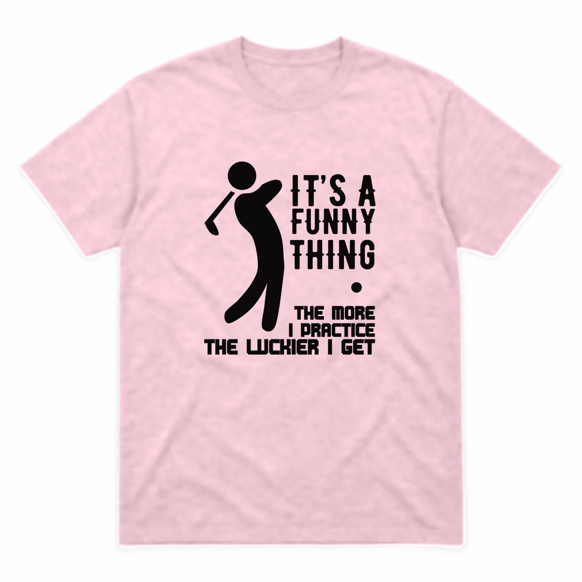 The More I Practice graphic tee in light pink with black print, front view