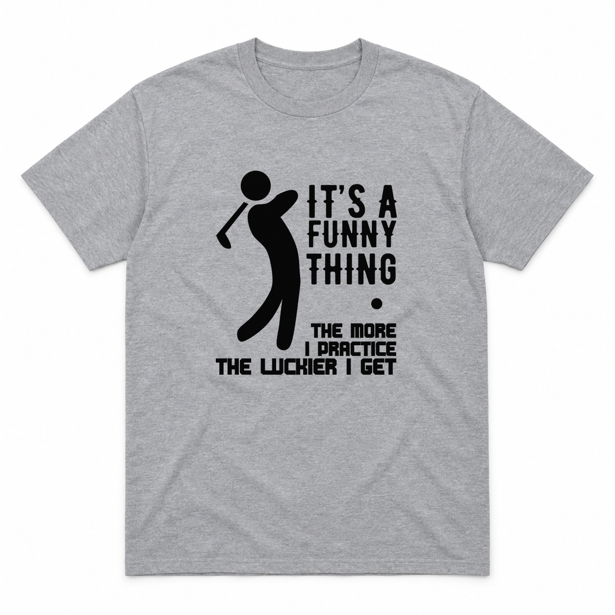 The More I Practice graphic tee in sport grey with black print, front view