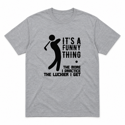 The More I Practice graphic tee in sport grey with black print, front view