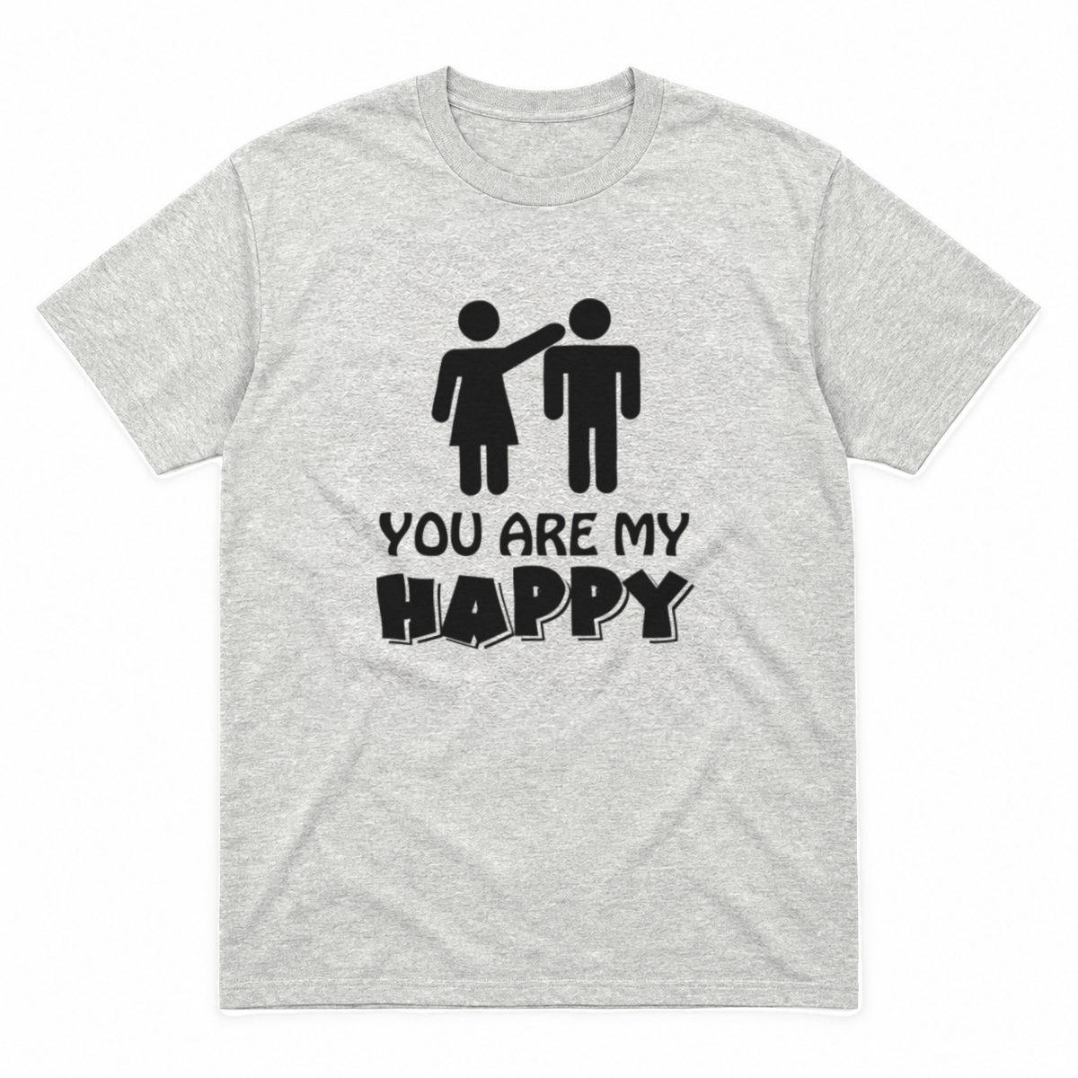 You Are My Happy graphic tee in ash with black print, front view