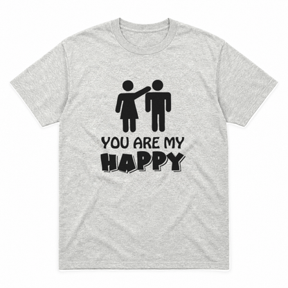 You Are My Happy graphic tee in ash with black print, front view