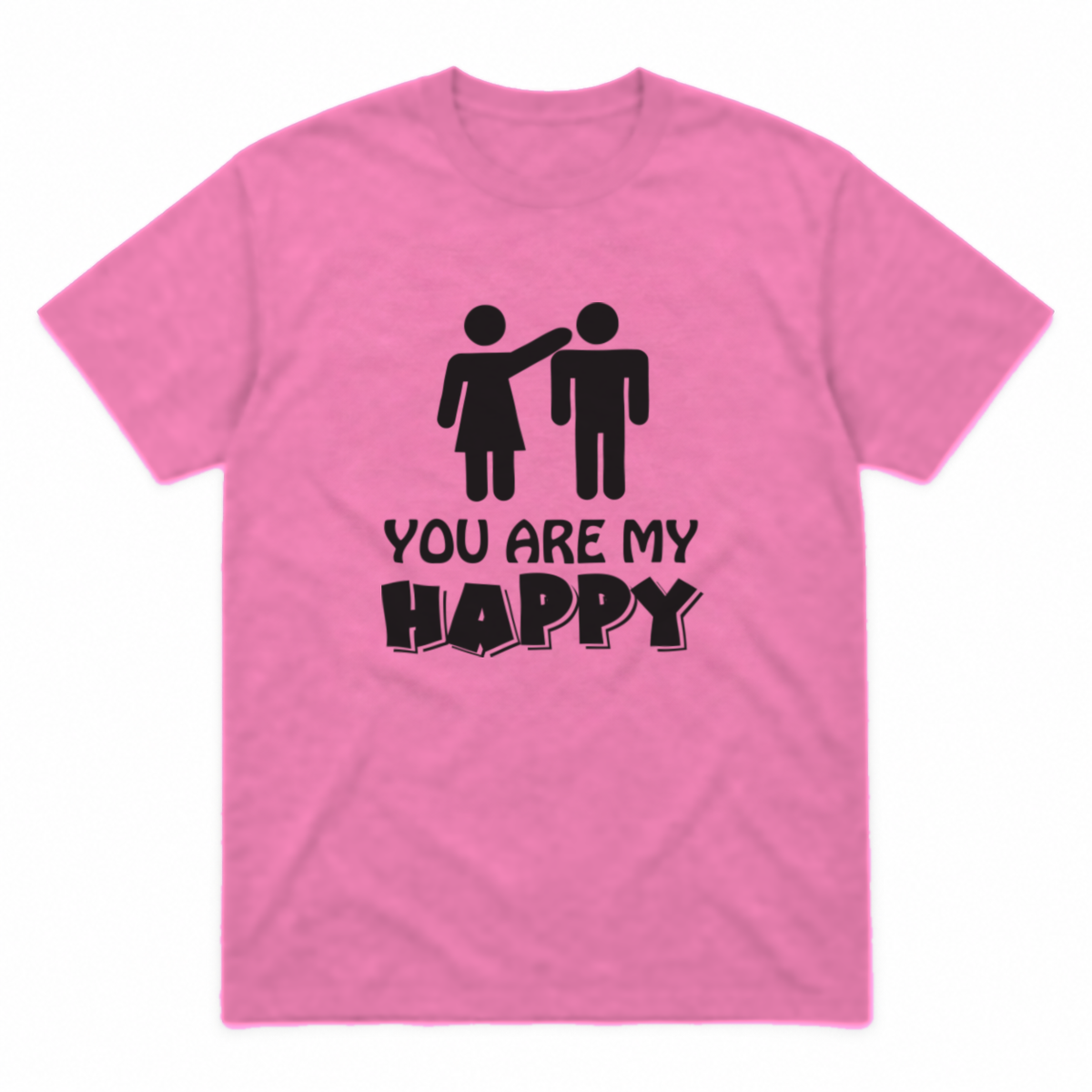 You Are My Happy graphic tee in azalea with black print, front view