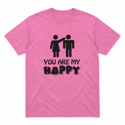 You Are My Happy graphic tee in azalea with black print, front view
