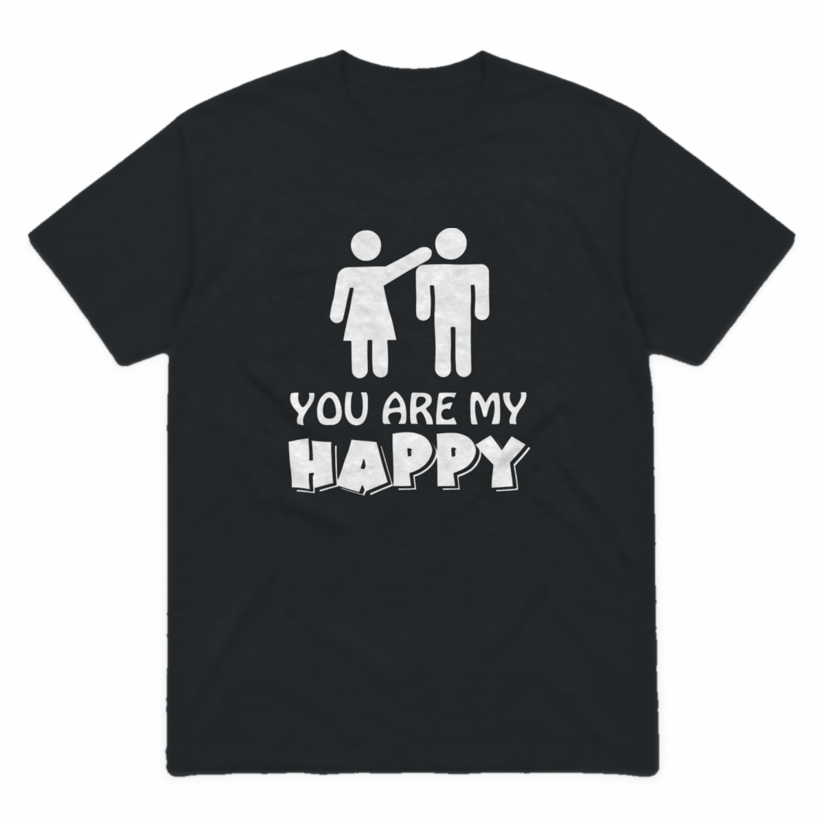 You Are My Happy graphic tee in black with white print, front view