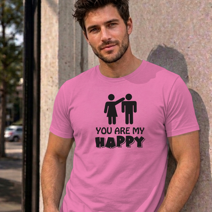 Man wearing the azalea You Are My Happy graphic tee