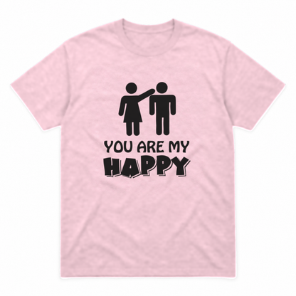 You Are My Happy graphic tee in light pink with black print, front view