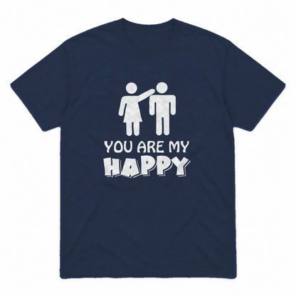 You Are My Happy graphic tee in navy with white print, front view