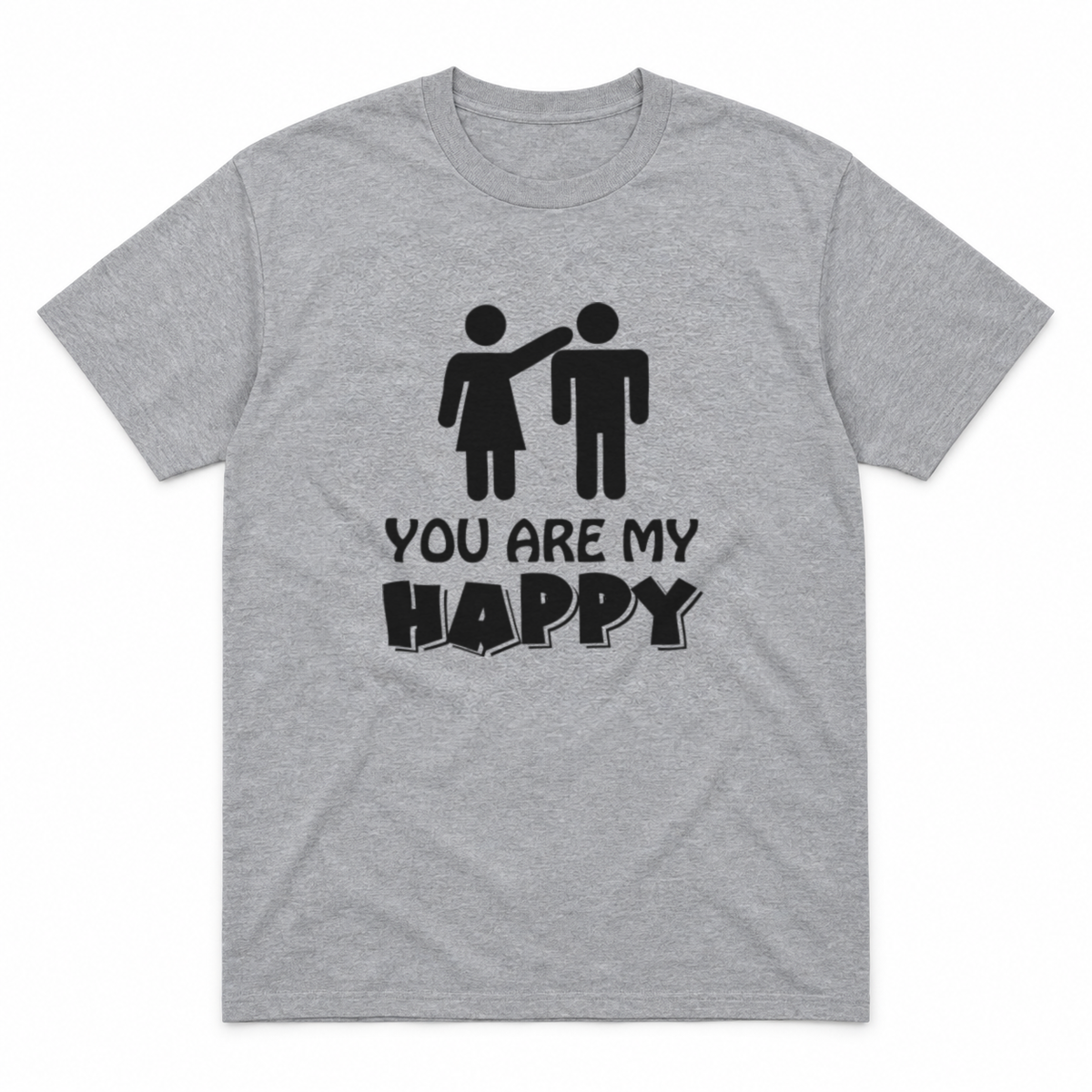 You Are My Happy graphic tee in sport grey with black print, front view