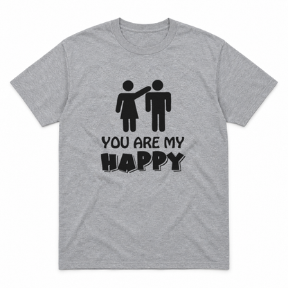 You Are My Happy graphic tee in sport grey with black print, front view