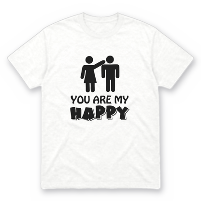 You Are My Happy graphic tee in white with black print, front view
