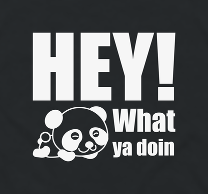 Close-up of the Hey! What Ya Doin panda print