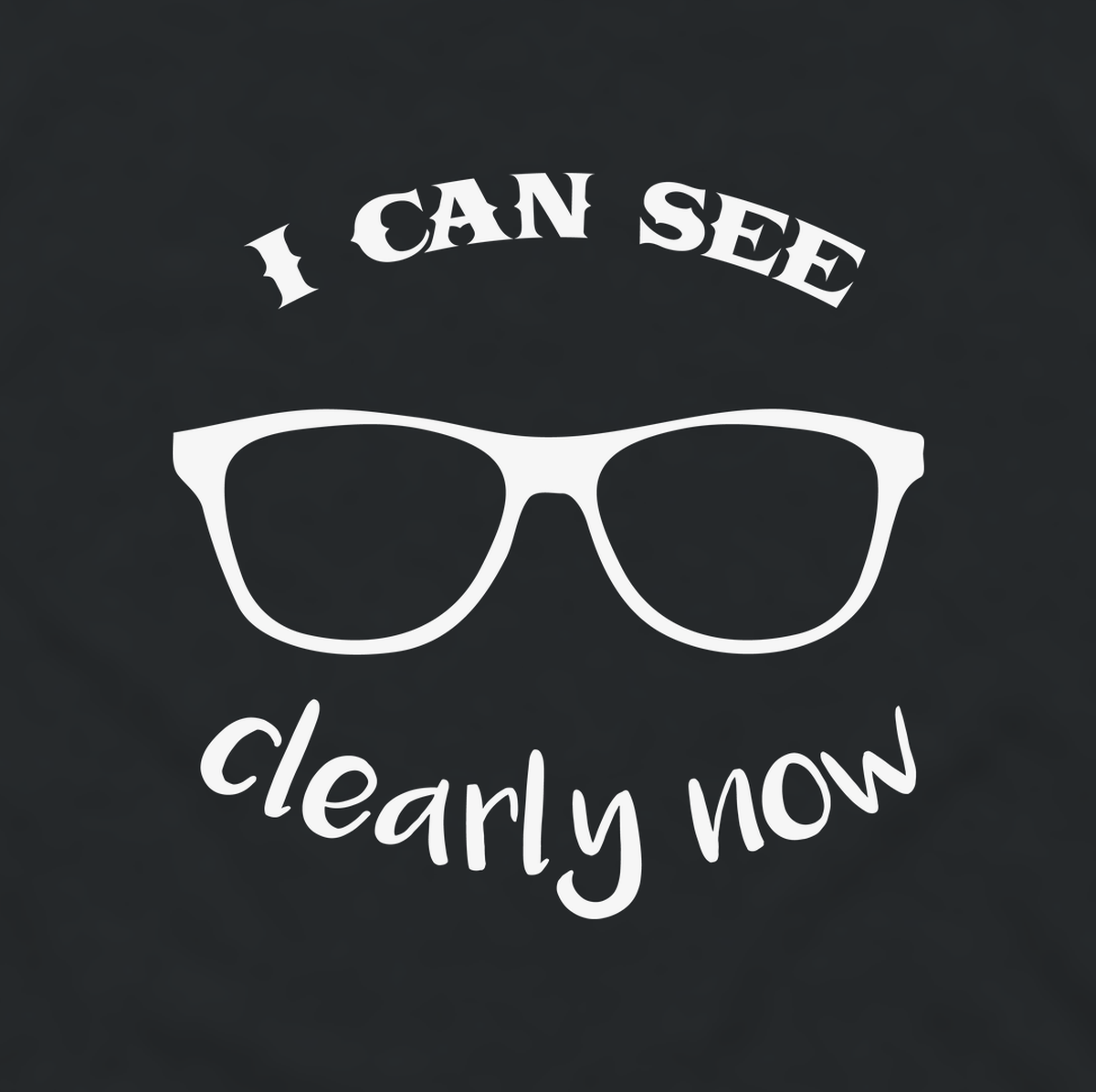 Close-up of the I Can See Clearly Now glasses print