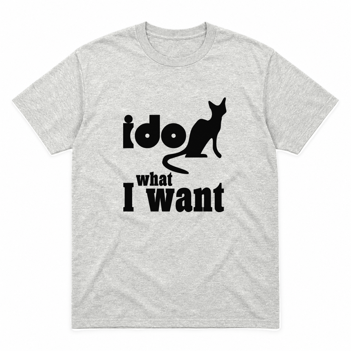 I Do What I Want graphic tee in ash with black print, front view
