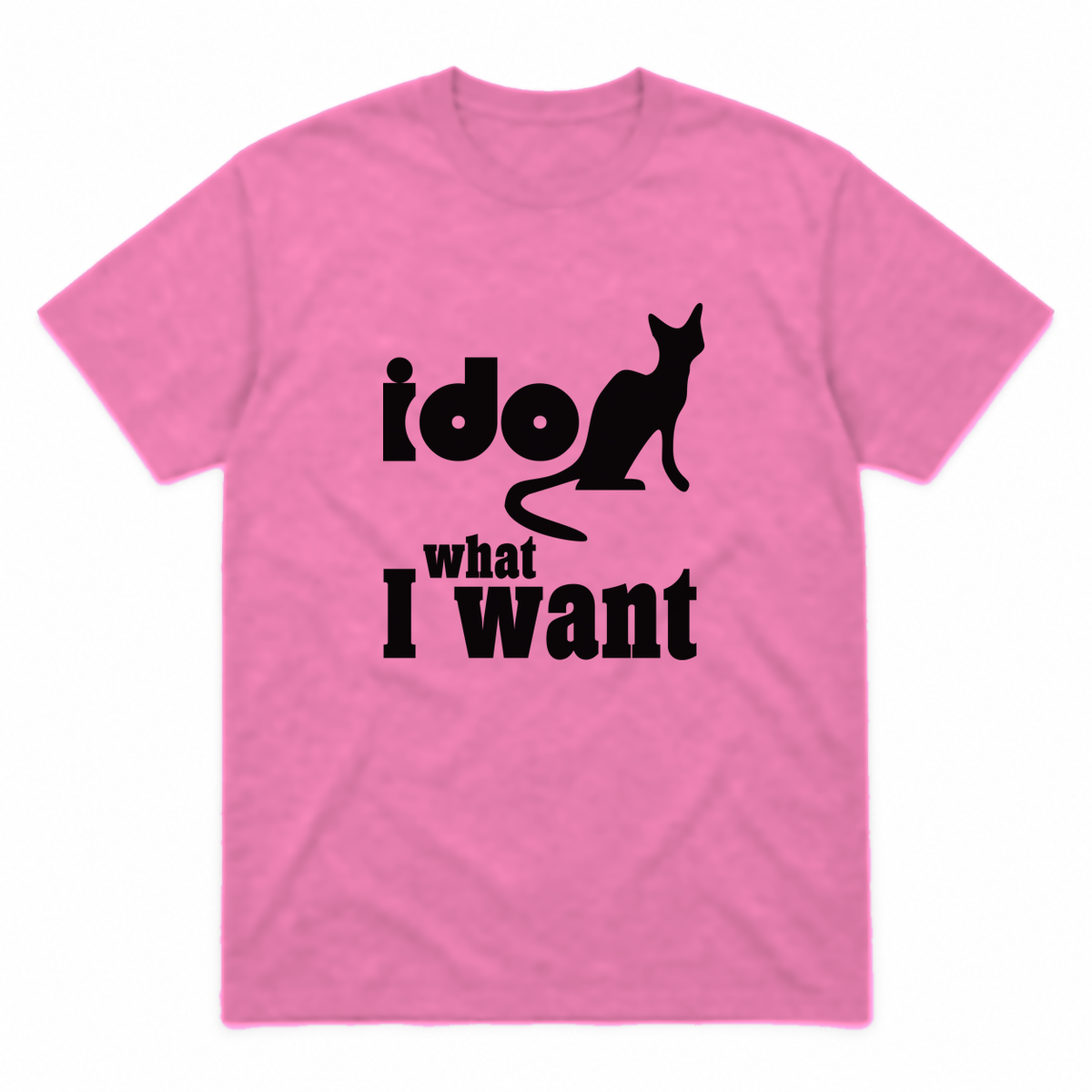I Do What I Want graphic tee in azalea with black print, front view
