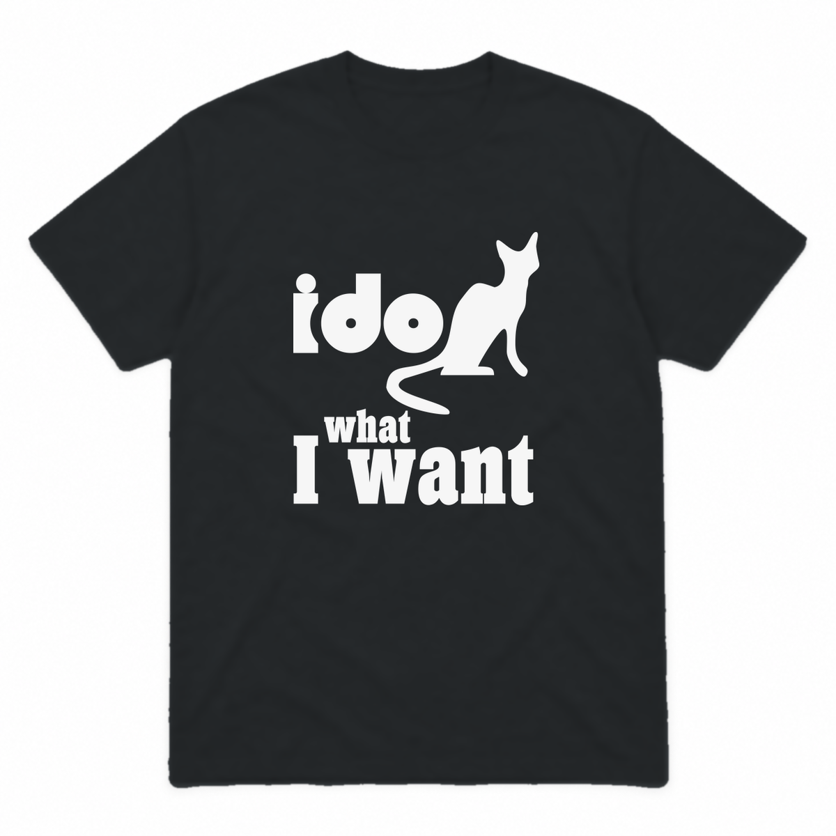 I Do What I Want graphic tee in black with white print, front view