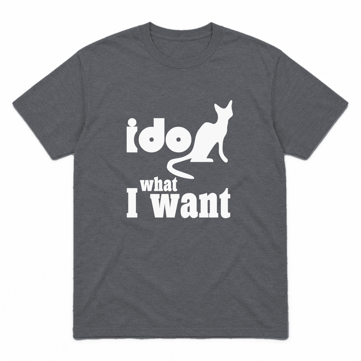 I Do What I Want graphic tee in charcoal with white print, front view