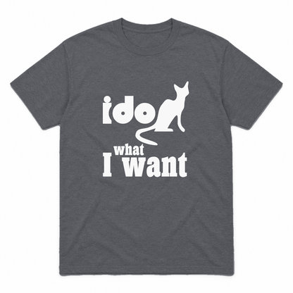 I Do What I Want graphic tee in charcoal with white print, front view