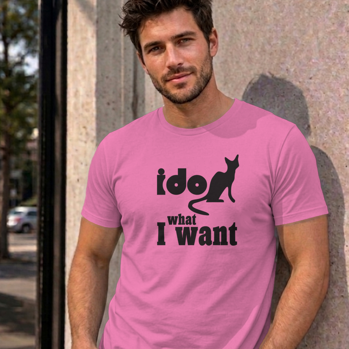 Man wearing the azalea I Do What I Want graphic tee