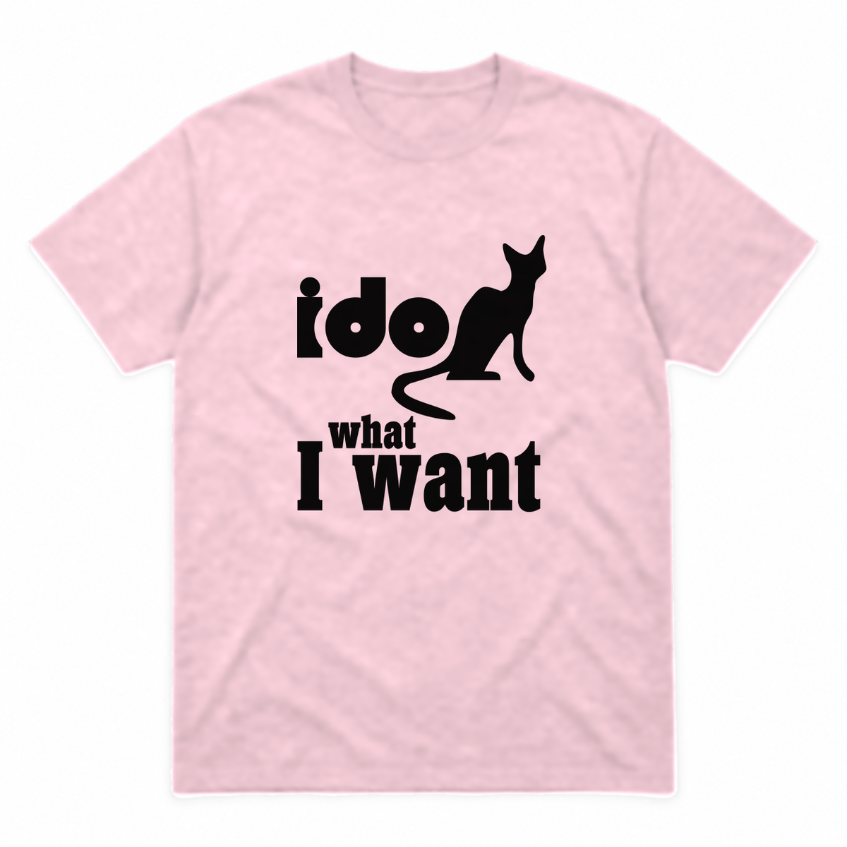 I Do What I Want graphic tee in light pink with black print, front view