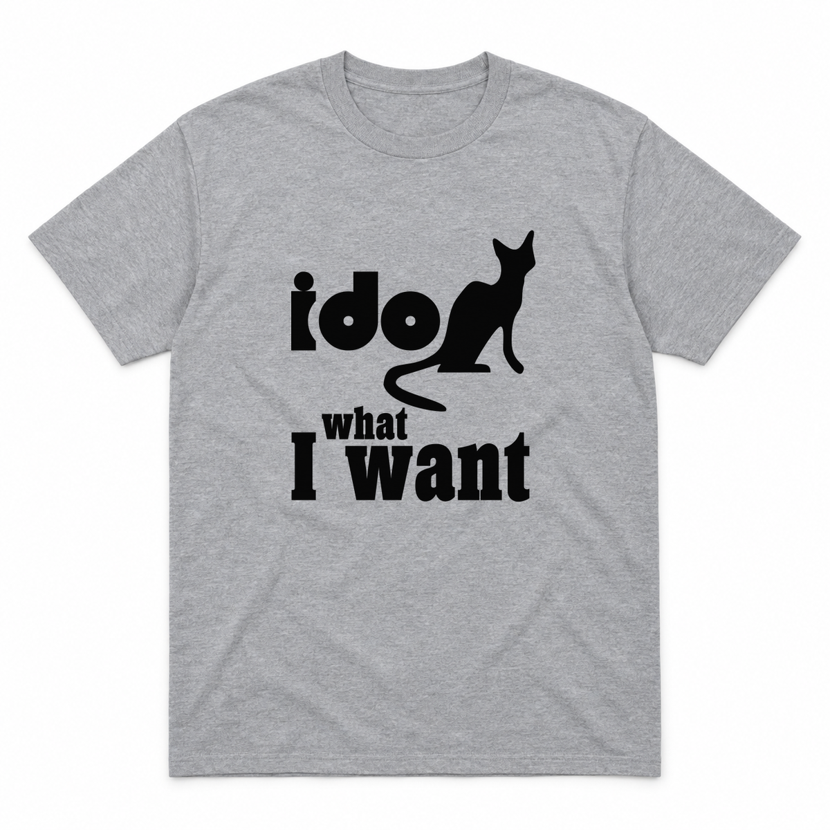 I Do What I Want graphic tee in sport grey with black print, front view
