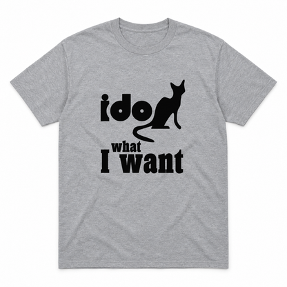 I Do What I Want graphic tee in sport grey with black print, front view