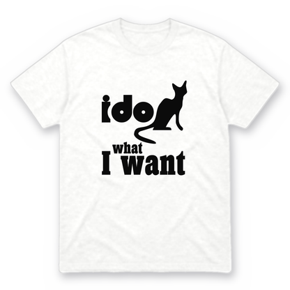 I Do What I Want graphic tee in white with black print, front view