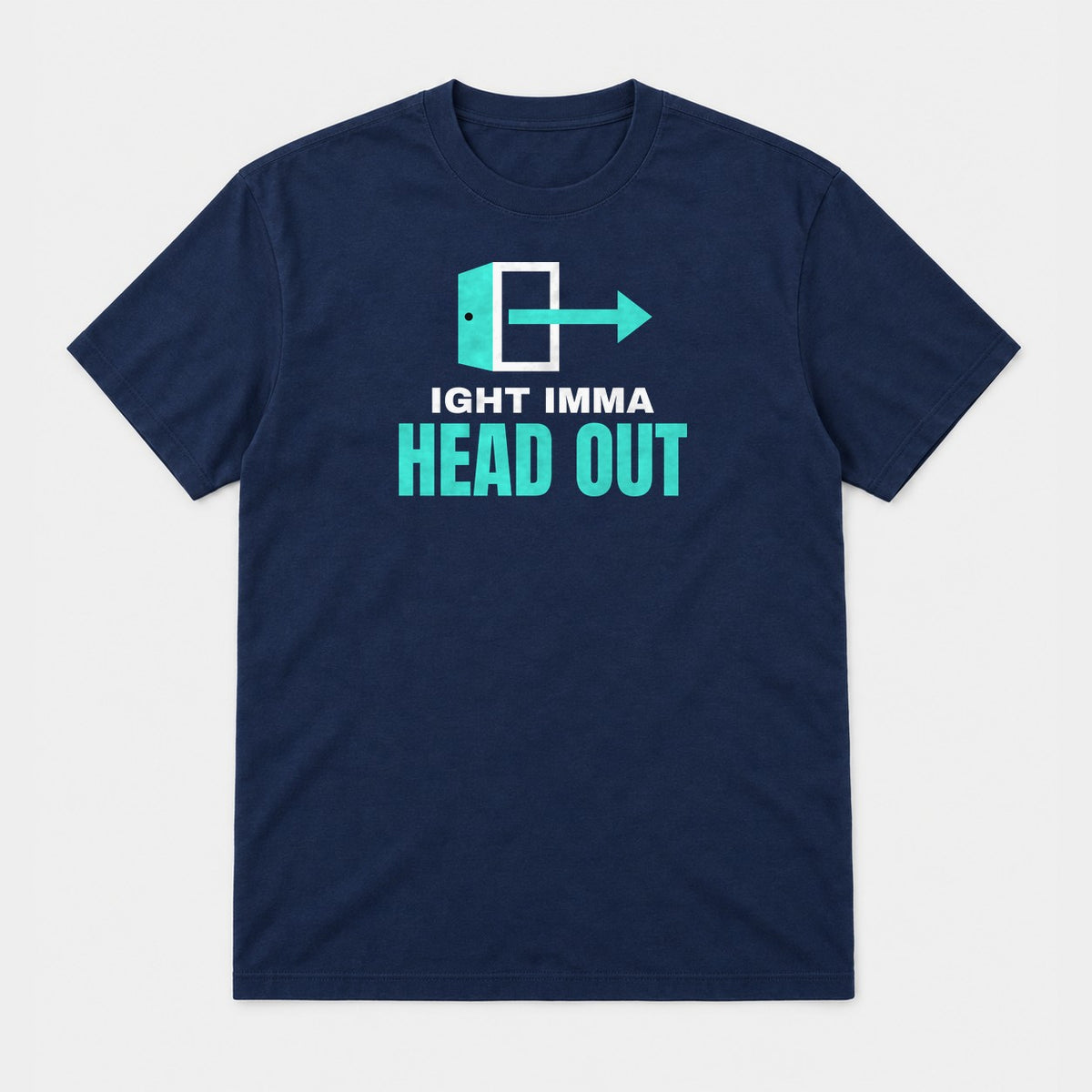 Ight Imma Head Out graphic tee in navy, front view